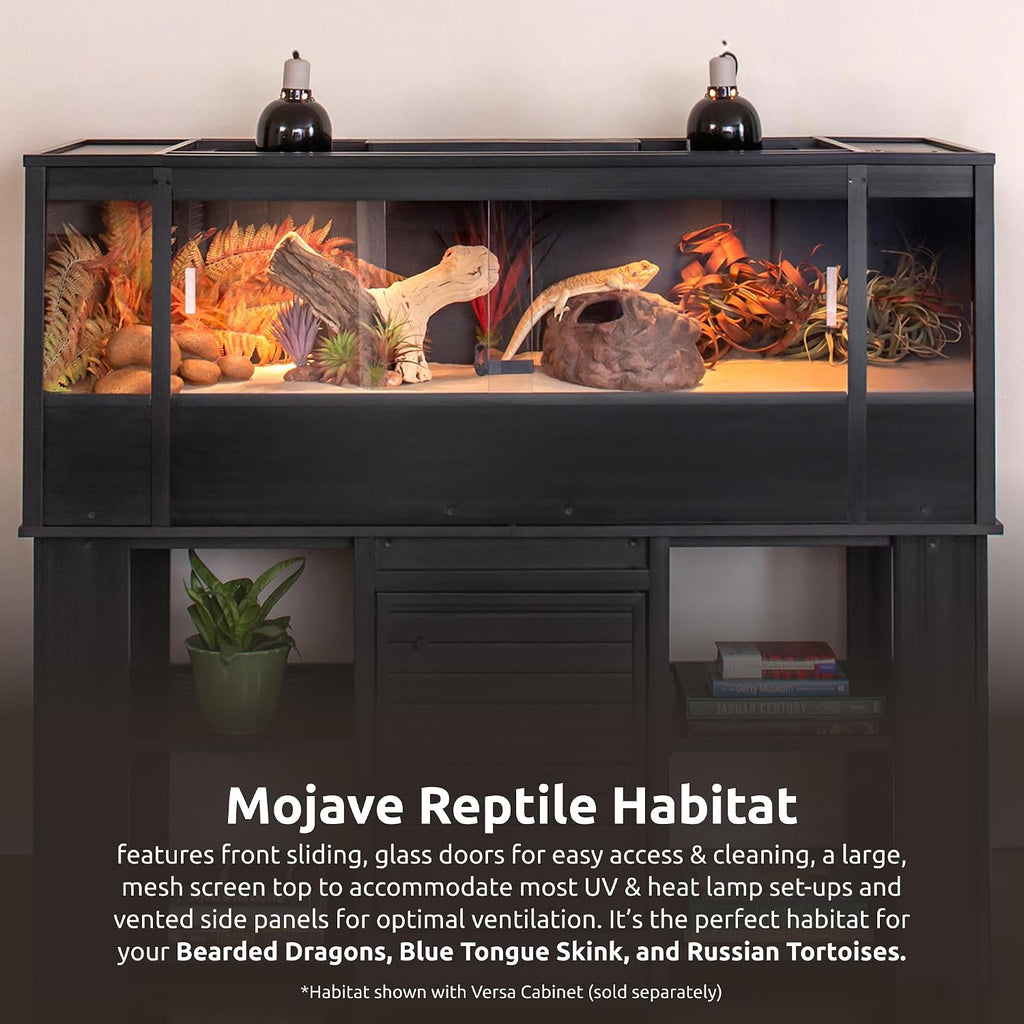 New Age Pet ECOFLEX 60' Wide X-Large Reptile Habitat, Mojave Lounge for Snakes, Tortoises & Lizards in Maple, Black & Grey, Easy Assembly, Sliding Glass Doors & Mesh Top