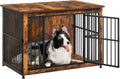 Feandrea 38.6' Dog Crate Furniture, Heavy-Duty Dog Cage Side End Table, XL Pet Wood Kennel for Large and Medium Dogs up to 70 lb with Enclosed Base, Double-Door Pet House, Rustic Brown