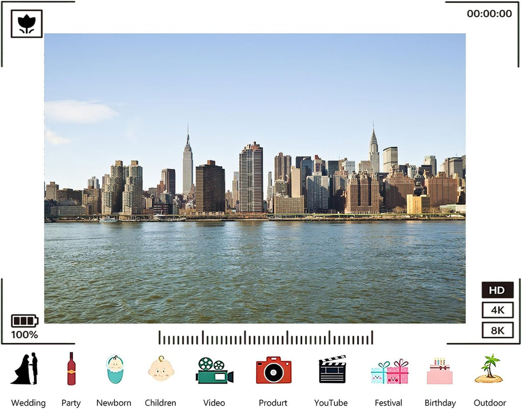 Trykid 20x10ft Urban Skyline Backdrop Manhattan Skyscrapers Riverfront Clear Blue Sky Photography Background Cityscape Travel Shoot Tapestry Party Decoration Photo Studio Prop Fabric