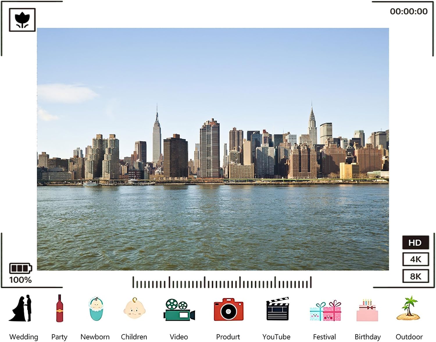Trykid 20x10ft Urban Skyline Backdrop Manhattan Skyscrapers Riverfront Clear Blue Sky Photography Background Cityscape Travel Shoot Tapestry Party Decoration Photo Studio Prop Fabric
