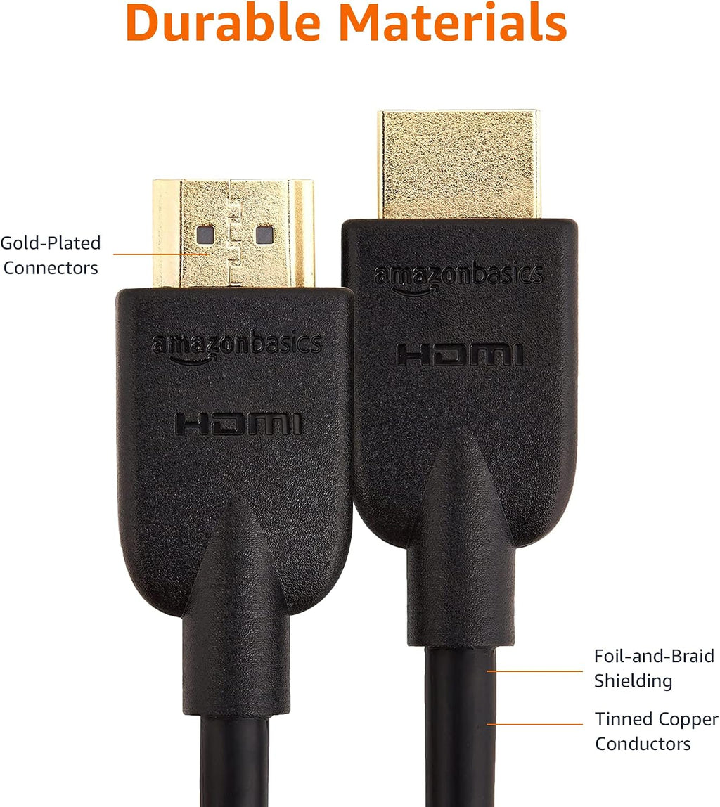 Amazon Basics High-Speed 4K Ultra HD HDMI 2.0 Cable for Blu-ray, 3 feet, Case of 90, 18 Gbps, 60 Hz, 2160p, 48 bit, Ethernet Ready, 3D, Black