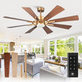 60 Inch Gold Ceiling Fans with Lights and Remote, Modern Large Outdoor Ceiling Fans for Patios, Quiet Reversible DC Motor, 6 Speeds, 3CCT, Timer, Chandelier Ceiling Fan for Living Room Bedroom