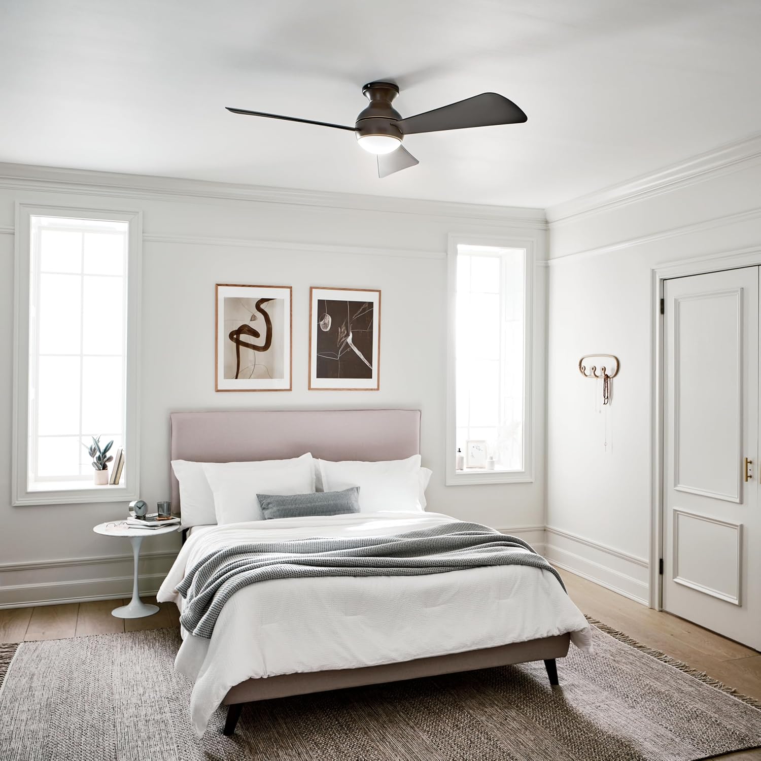 Kichler Sola 54' LED Indoor Outdoor Ceiling Fan In Old Bronze®, 3-Blade, 3000K, (54' W x 11' H), 330152OZ