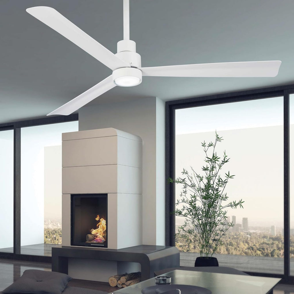Minka-Aire F787-WHF Protruding Mount, 3 Flat White Bladed, Smart Ceiling Fan, White - Ivory