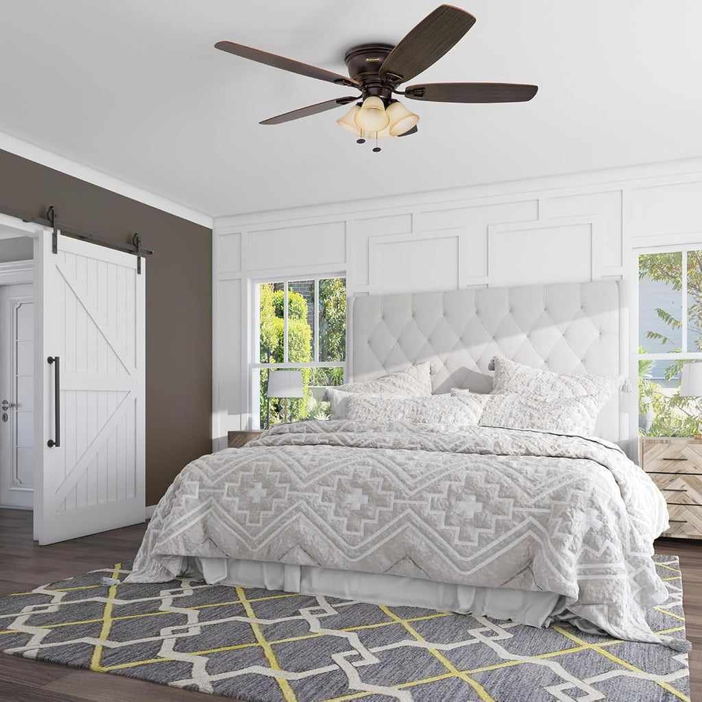 Honeywell Glen Alden 52' Ceiling Fan with Arm Light Kit, Pull Chain, Bronze