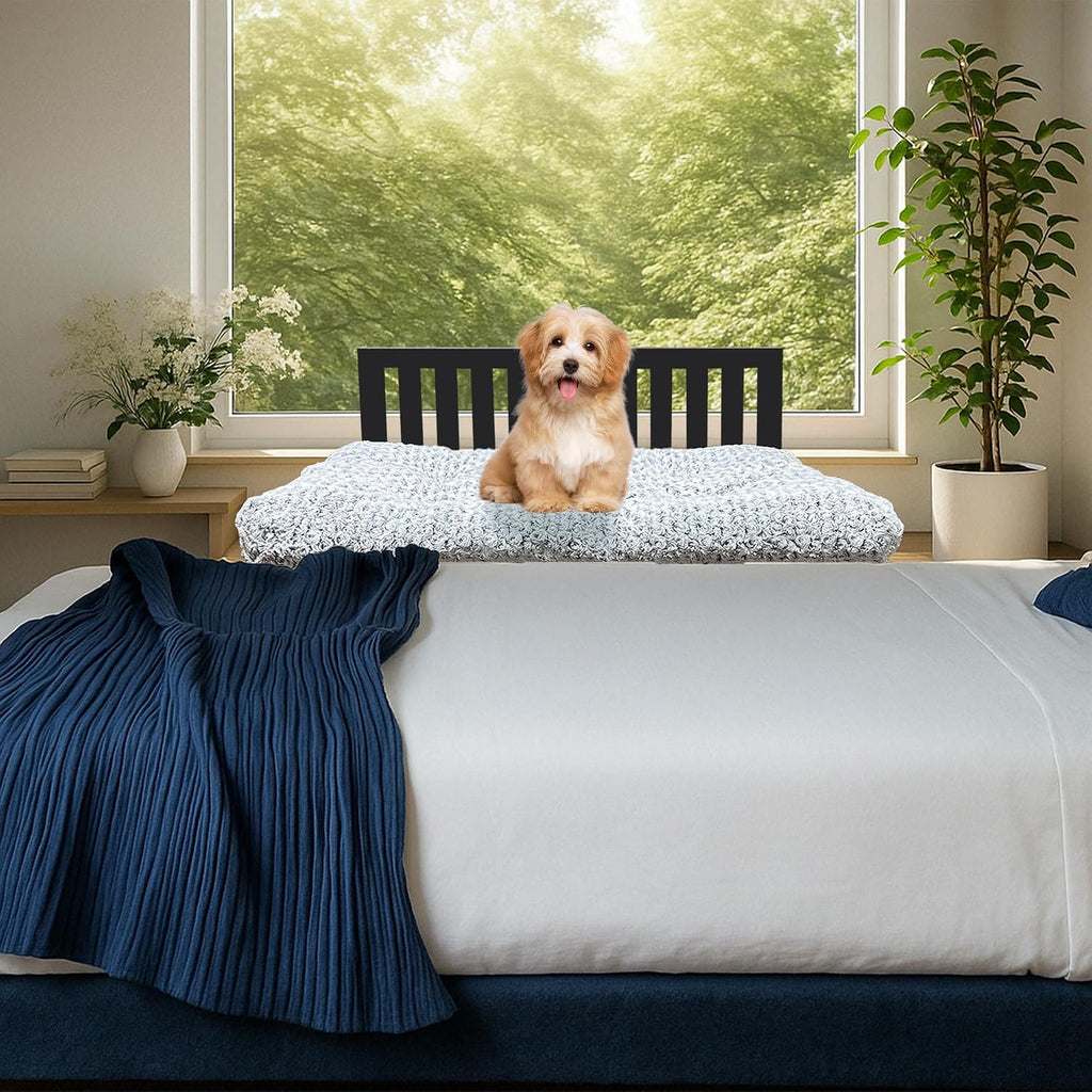 Beside Dog Bed,Adjustable Height Dog Bunk Beds,25.5''x18''Metal Dogs Bed Frame with Cushion (Medium)