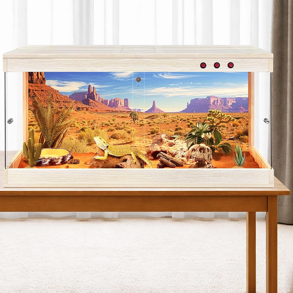 ROYXEN Reptile Enclosure,60 Gallons Reptile Tank with Wooden Top and Lockable Design,Tempered Glass Bearded Dragon Tank for Lizard Gecko Habitat (Oak,40' x 19' x19')