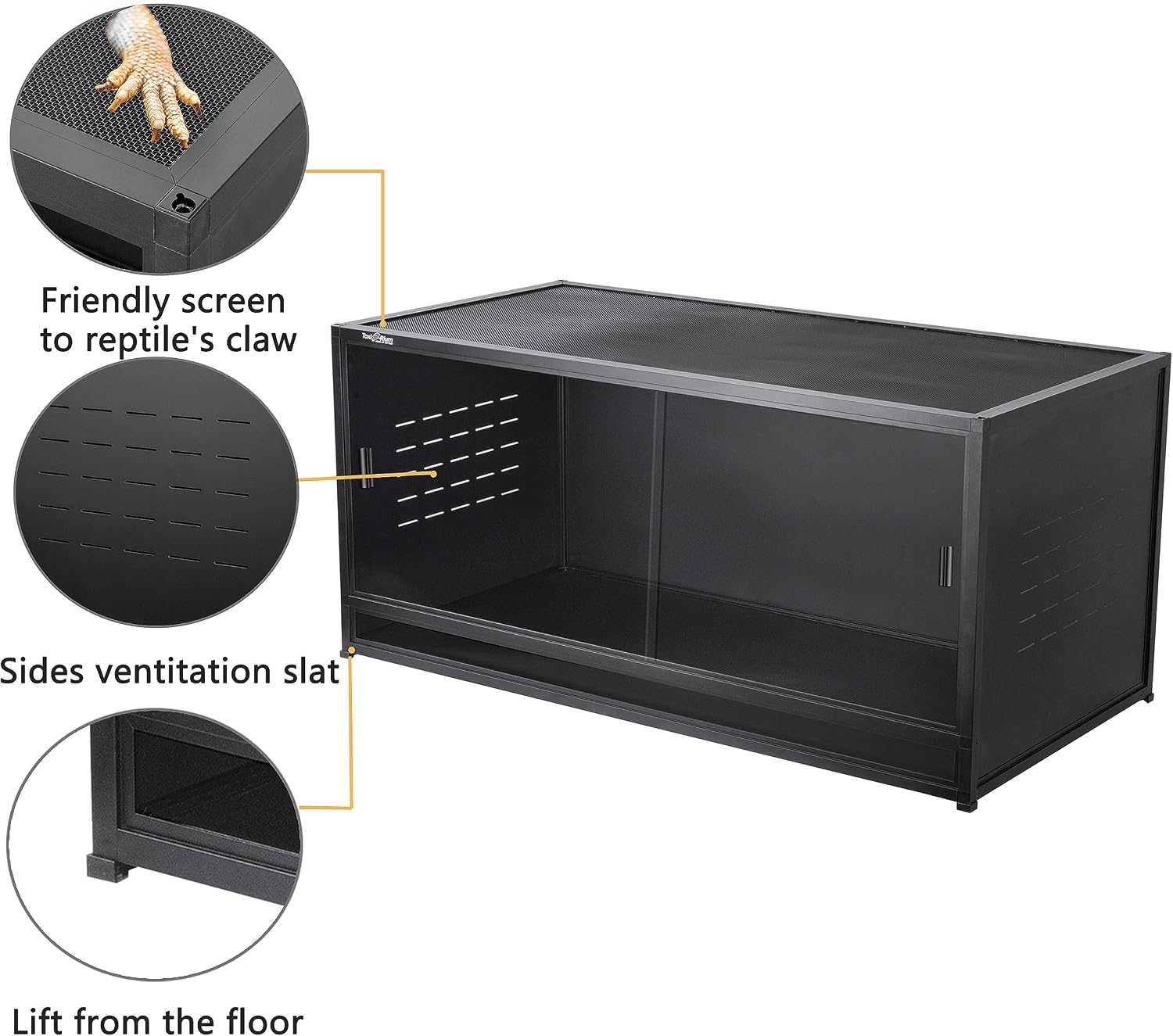 Reptile Terrarium 40''x16''x16'' ToxiRium Large PVC Reptile Enclosure 44 Gallons for Bearded Dragon Gecko Lizard Snake, Wide Breeding Vivarium Area with Sliding Doors Lock