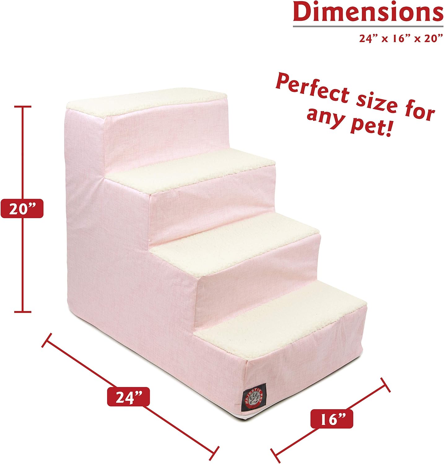 Majestic Pet Portable Pet Stairs | Soft Sherpa Steps Foam Feeling | Steps for Dogs & Cats | Dog & Cat Ramp | Indoor Only | Max Weight: up to 250 Lbs, 4 Step, Jackson Heathered Soft Blush