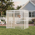 Large Walk-in Cage 87-inch Heavy Duty Bird Cage Outdoor Carbon Crystal Board Aviary Parrot Cage Wide Flight Metal Birdcage for Macaw Budgie Conure Lovebird Parakeet Cockatiel, 7.22x5.25x6.8ft, White