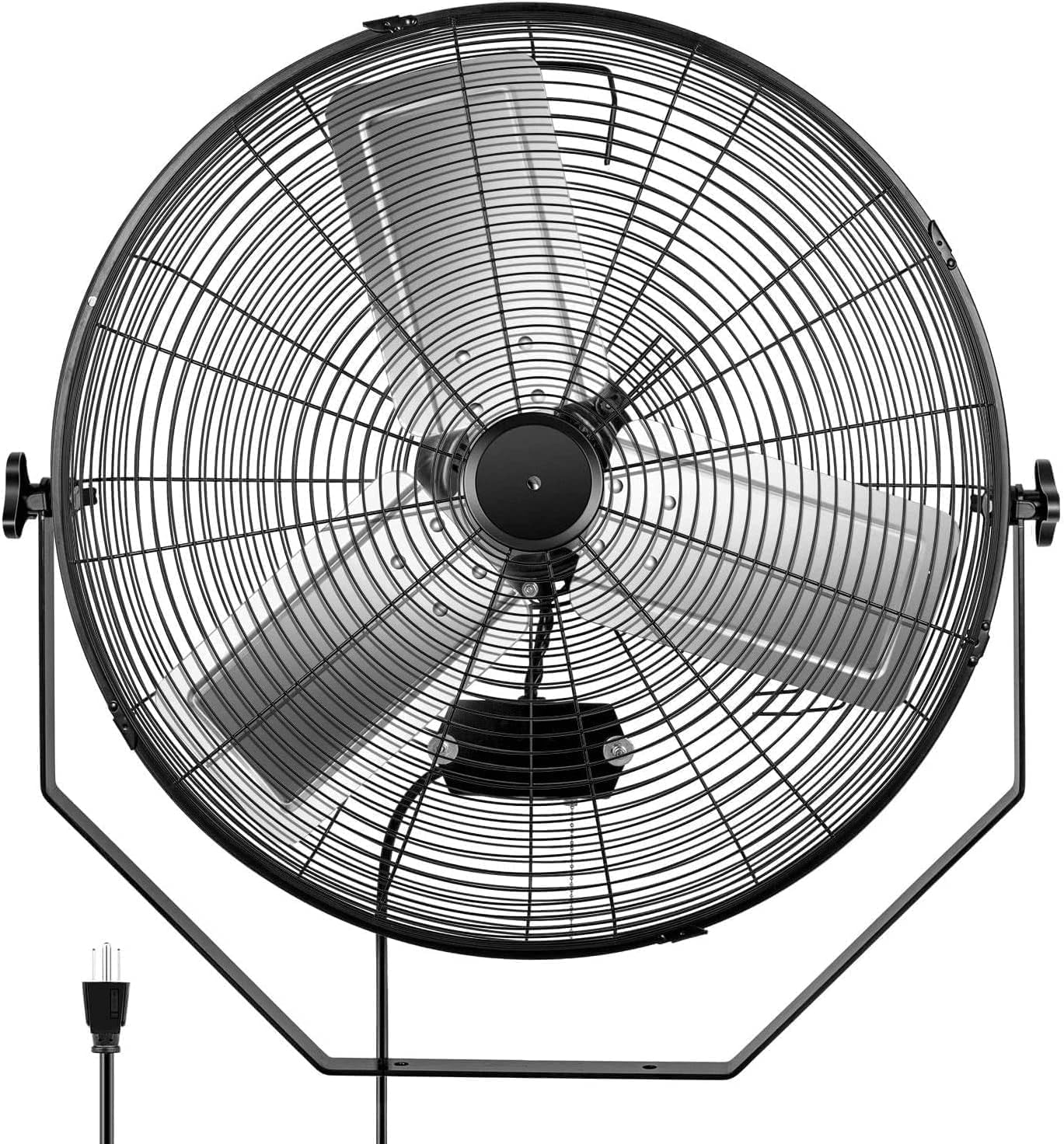 Simple Deluxe 24 Inch Industrial Wall Mount Fan, 3 Speed Commercial Ventilation Metal Fan for Warehouse, Greenhouse, Workshop, Patio, Factory and Basement - High Velocity, black