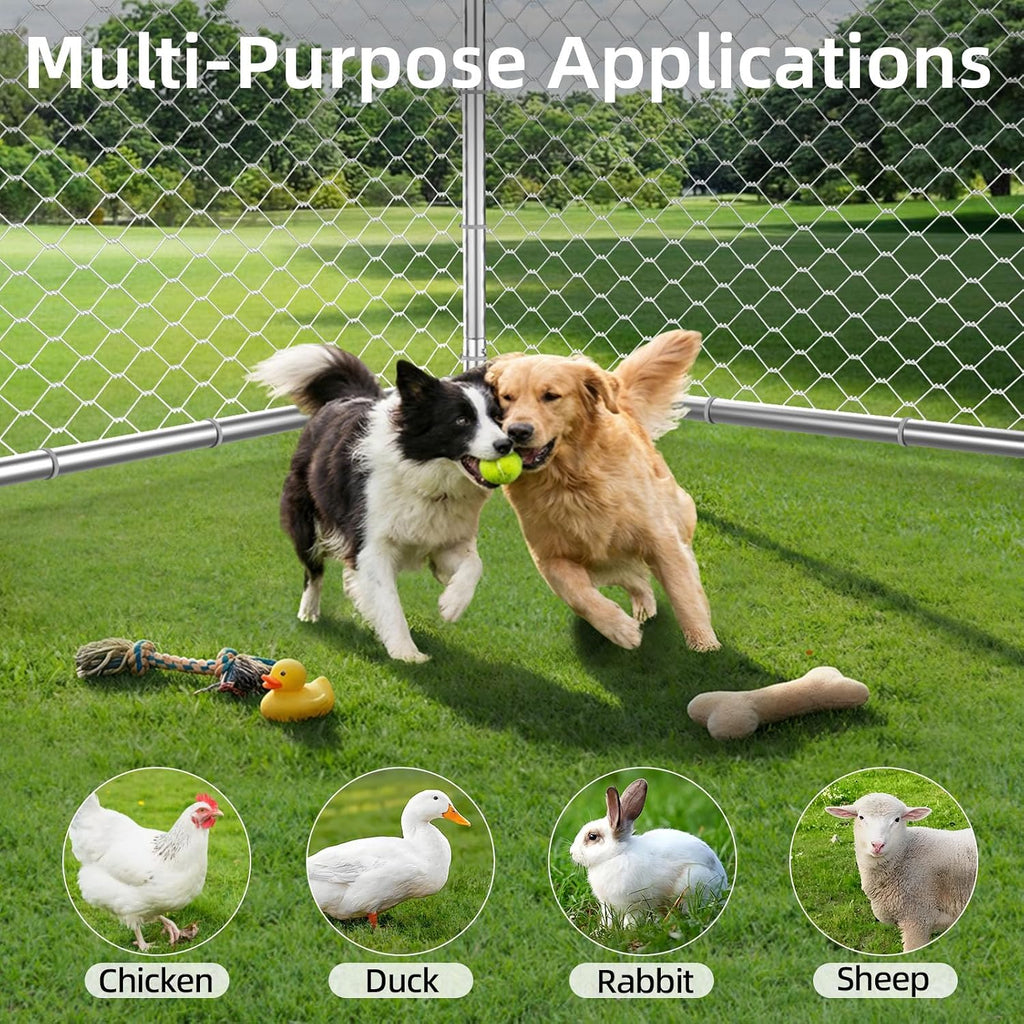 7.8x7.8FT Large Outdoor Dog Kennel Outside,Heavy Duty Dog Enclosure with Waterproof Cover Roof and Steel Fence Security Lock for Dogs(93x93x63in)