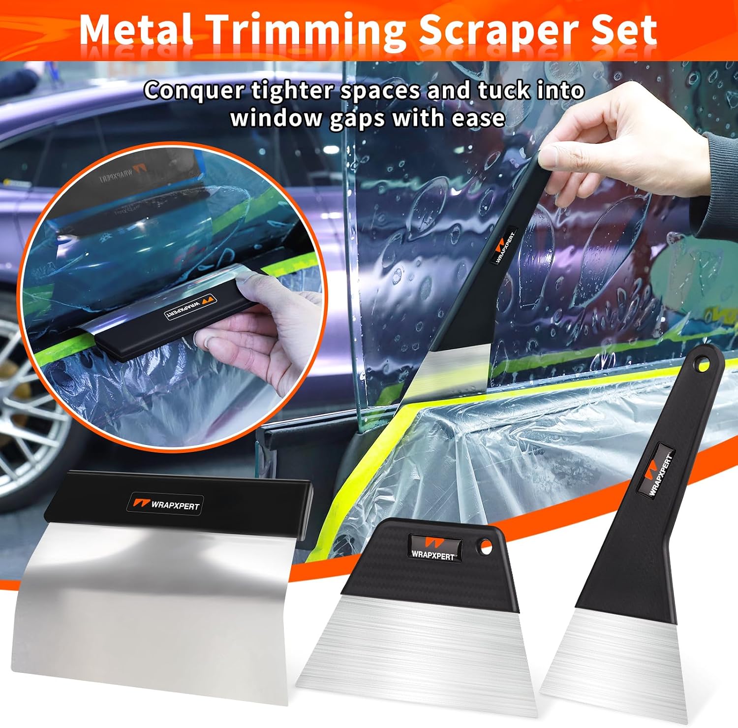 WRAPXPERT Window Tint Tools for Windshield/Rear/Side/Quarter Glass Window Film Installation, 20-in-1 Kits with LCD Heat Gun, Car Tint Squeegees, Utility Knives, Metal Trimming Scraper, Cleaning Cloth