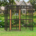 87-inch Outdoor Large Walk-in Cage Heavy Duty Bird Cage Carbon Crystal Board Aviary Parrot Cage Wide Flight Metal Birdcage for Macaw Budgie Conure Lovebird Parakeet Cockatiel, 7.22x5.25x6.8ft, Brown
