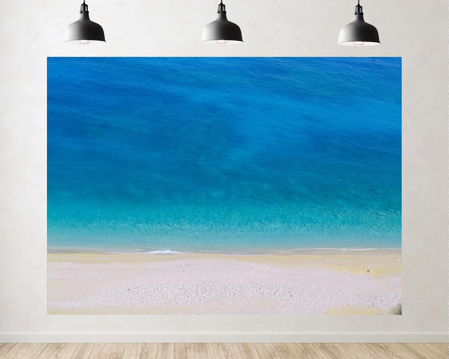 Trykid 20x10ft Turquoise Ocean Pebble Beach Backdrop Crystal Clear Water Pristine Coastal Landscape Photography Background Tropical Vacation Tapestry Party Decoration Photo Studio Prop Fabric