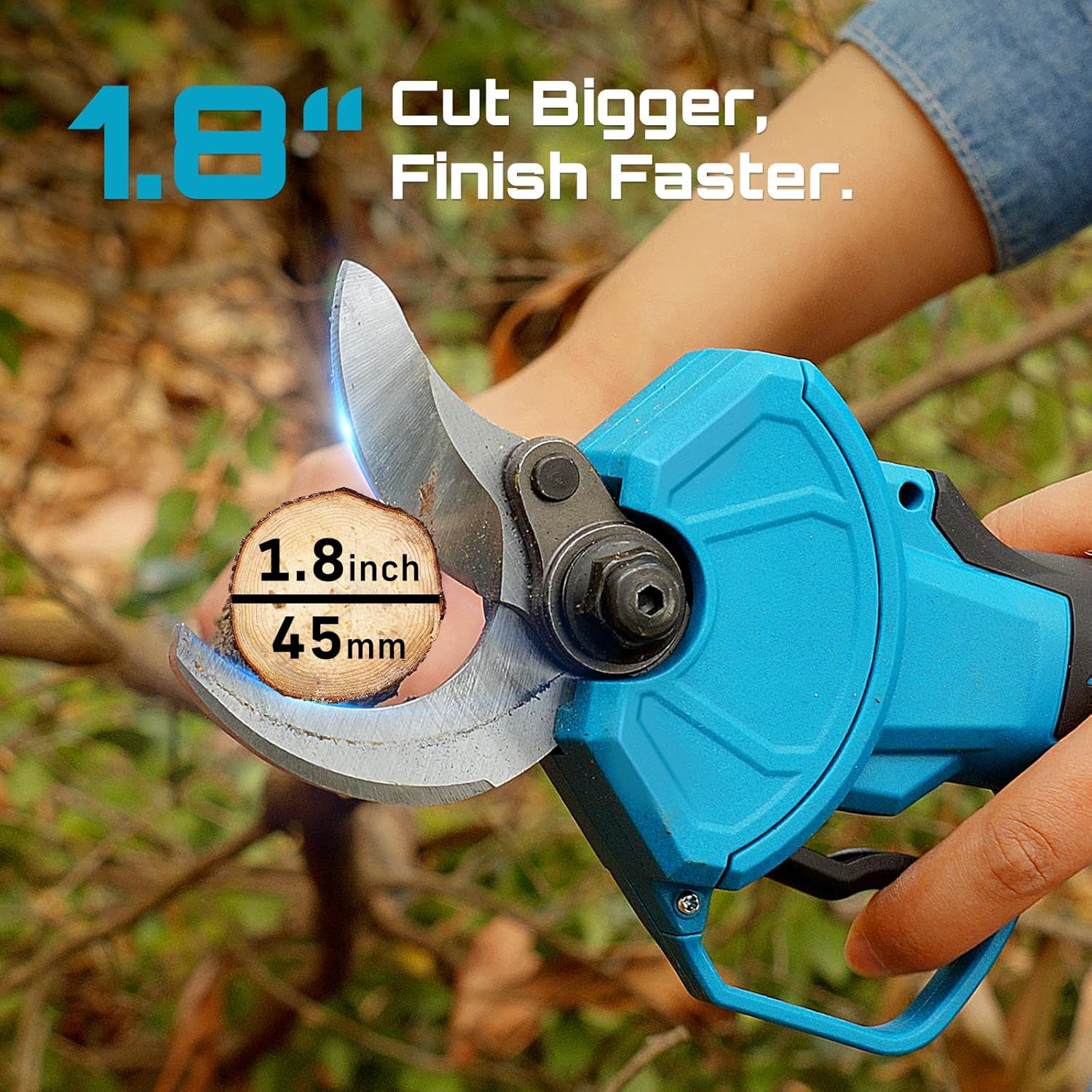 SEESII Pole Electric Pruning Shears: 1.8' Cutting Diameter 2-in-1 Cordless Power Pruner - Brushless Motor, Dual 4.0Ah Batteries, Extra SK5 Blade, 4 Modes Adjustable Branch Cutter for Garden Trimming