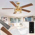 Parrot Uncle 52 Inch Ceiling Fan with Lights and Remote, Rustic Gold Ceiling Fan for Living Room Bedroom, 2 Color Blades, 3 Speeds,3 CCT,Timing and Memory Function(Bulb not included)
