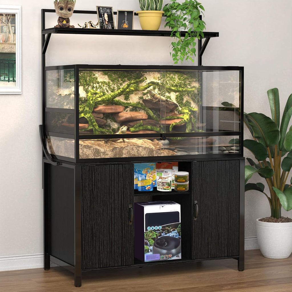 GDLF Reptile Tank Stand Terrarium Stand with Cabinet for Accessories Storage 48' X 24' Tabletop Fits up to 120 Gallon Bearded Dragon, Reptile Terrarium,Turtle Tank