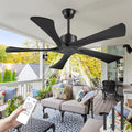 52 Inch Ceiling Fans Without Lights, USA Original Patent Outdoor Ceiling Fan No Light, 5 Wood Blades, ETL Listed, 6 Speeds Quiet DC Motor Modern Fan with Remote for Patios, 52', Matte Black
