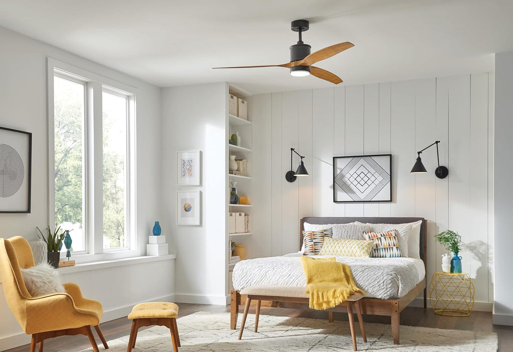 Hinkley Hover 60' Indoor/Outdoor Smart Ceiling Fan with Light and Remote, Modern Propeller Style with Composite Fan Blades, Integrated LED, Matte Black