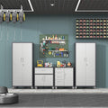 AQY Metal Garage Storage Cabinets System,4 Piece Workshop Tool Cabinets Set Included Lockable Garage Storage Cabinet with Drawers Adjuest Shelves Rolling Chest and Wheels,Assembly Required