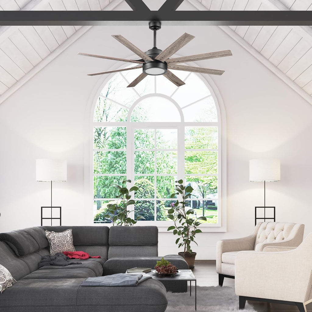 Honeywell Ceiling Fans Xerxes Modern 62 Inch Ceiling Fan with Light, Remote Control Fan, LED Indoor Fan with 8 Blades, Dark Elm and Rough Pine Blade Finish Options, Bronze (50609-01)