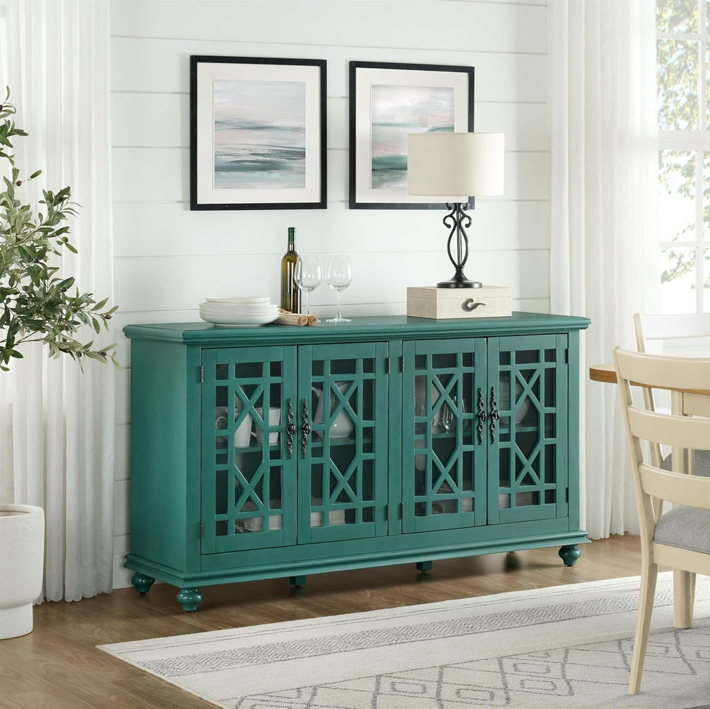 Martin Svensson Home Elegant TV Stand, 63' W x 35' H, Antique Teal-Green