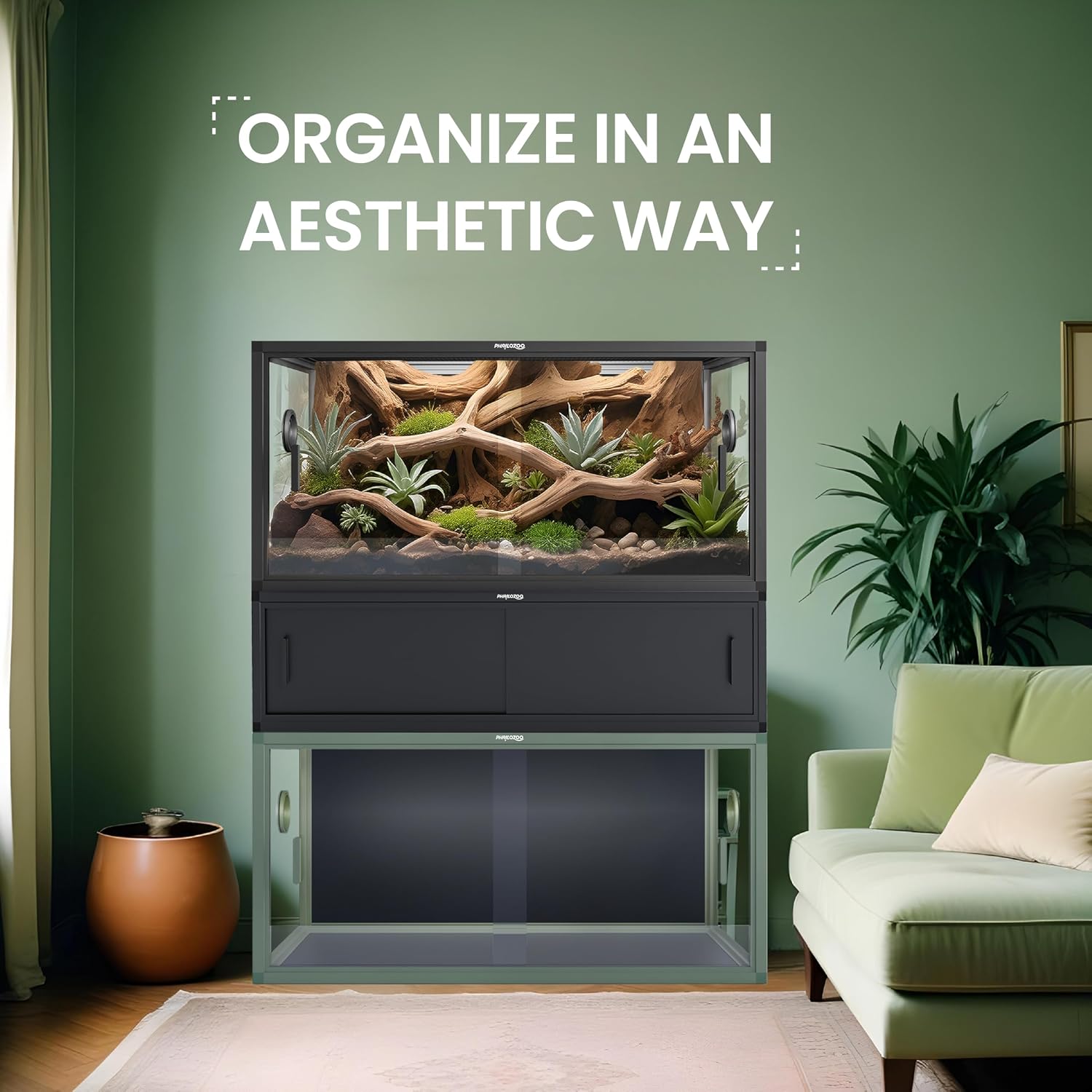 Phailozoo Reptile Terrarium 36' Spacer Cabinet, Snake Tank Accessories Spacer, Only for Phailozoo 50 Gallon Reptile Enclosure, Reptile & Amphibian Enclosure Terrarium Stand, 36' W X 18' D X 10' H