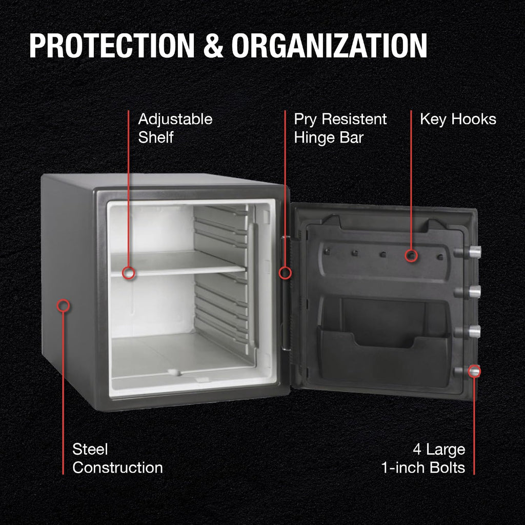 SentrySafe Medium Gray Fireproof Safe and Waterproof Safe Box with Dial Combination, Home Security for Money, Documents, or Other Valuables, 1.23 Cubic Feet, SFW123DSB