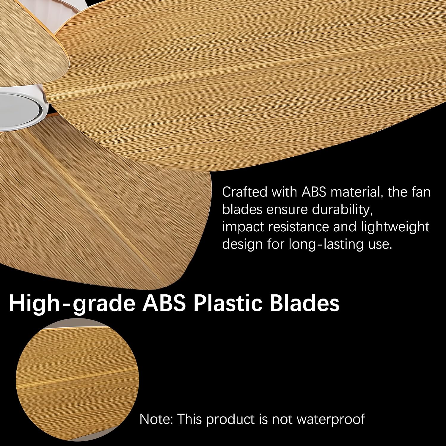 52' Ceiling Fan Without Lights, Tropical Ceiling Fans with APP and Remote Control, Indoor Palm Leaf Ceiling Fans for Living Room Bedroom Patios (Light Wood Grain)