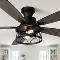 52'' Flush Mount Ceiling Fan with Light, Farmhouse Low Profile Ceiling Fan with Remote, 6-Speed Quiet Reversible DC Motor, 3 Clear Glass Lights, Timer Function, for Bedroom Living Room Kitchen