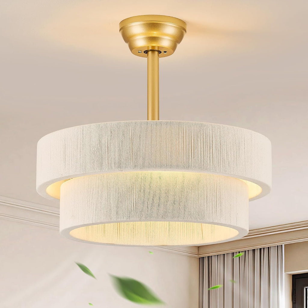 Boho Ceiling Fan with Light, Caged Fandelier Ceiling Fan with Light and Remote Control, Rattan Chandelier Fan for Bedroom, Living Room,Kitchen,Foyer(20 Inch, 6 Speed, Timing Adjustable Height)