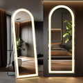 Elevon Full Length Mirror with LED Lights, 71'x26' Floor Mirror with Dimming & 3 Color Lighting, Led Mirrors Full Length with Stand for Bedroom, Dressing Room, Arched