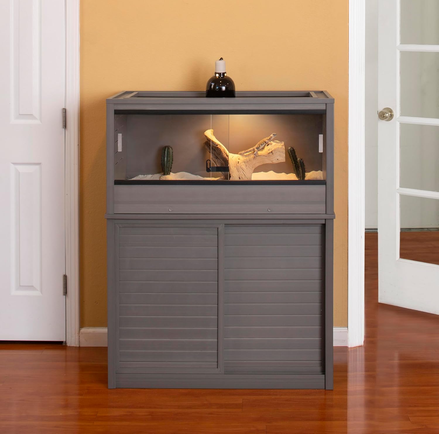 New Age Pet ECOFLEX Medium Reptile Enclosure with Matching Cabinet Stand Set in Grey