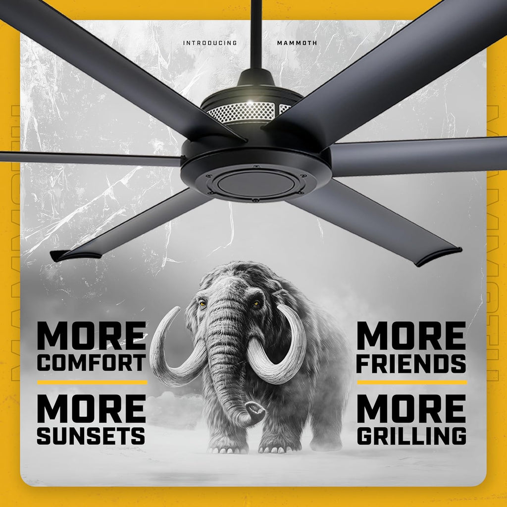 Big Ass Fans Mammoth 60' Outdoor Ceiling Fan with LED Light – Black Finish – Wi-Fi Smart Fan with Remote & Voice Control – Wet Rated Patio Ceiling Fan with Light – Quiet Operation – 3 Yr Warranty