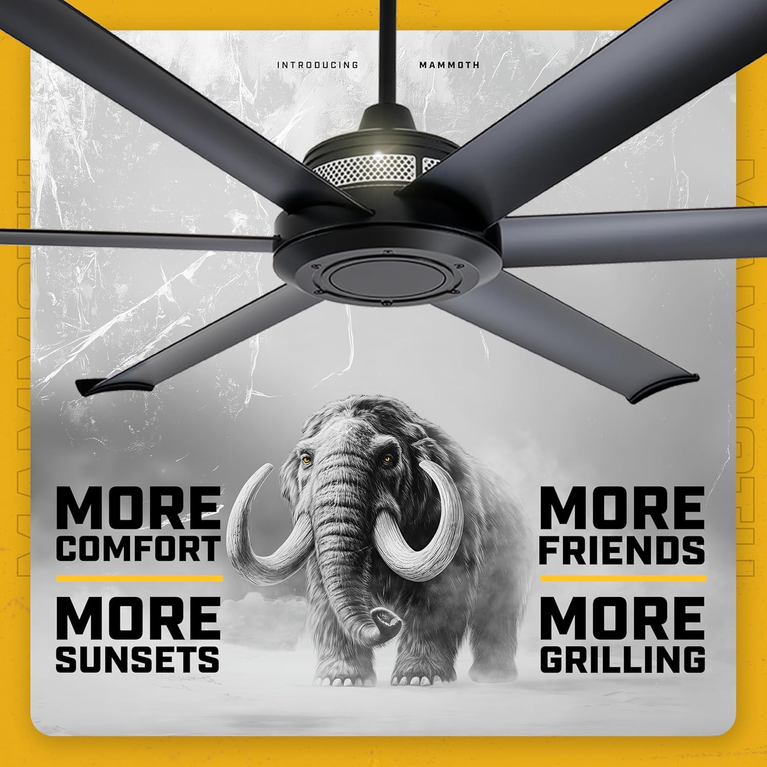Big Ass Fans Mammoth 60' Outdoor Ceiling Fan with LED Light – Black Finish – Wi-Fi Smart Fan with Remote & Voice Control – Wet Rated Patio Ceiling Fan with Light – Quiet Operation – 3 Yr Warranty