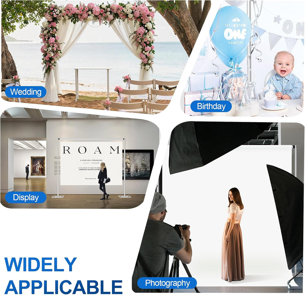 EMART 8.5 * 10ft Pipe and Drape Backdrop Stand KIt, Adjustable Heavy Duty Photo Background Stand Back Drop for Birthday Party Wedding Christmas Decorations