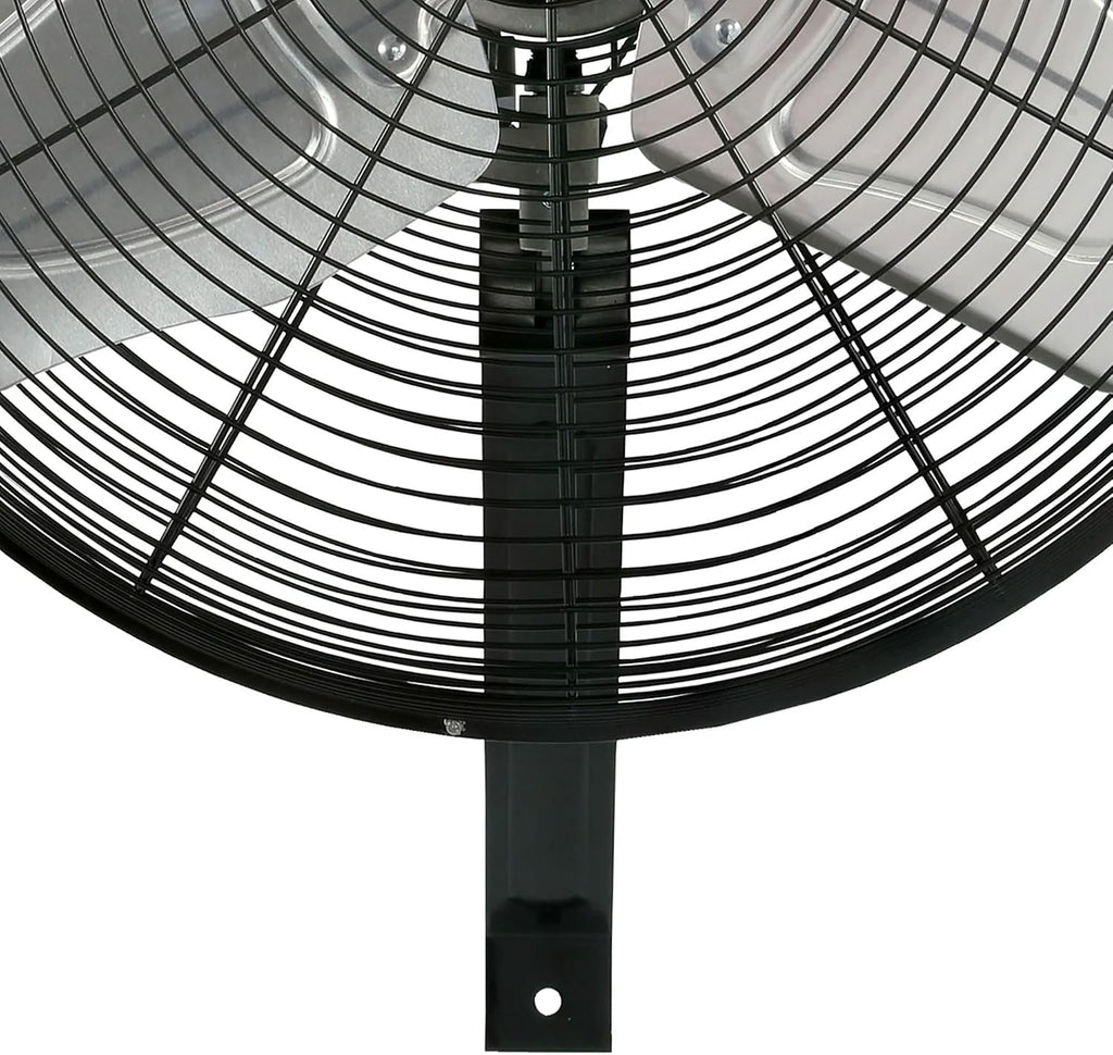 Hurricane Pro Commercial Grade Oscillating Metal Wall Mount Fan w/ 3 Speeds, Black, 20' - Corded Electric Air Cooling Unit w/ Powerful 4600 CFM Airflow for Home, Garage, Gym, Workshop & Greenhouse