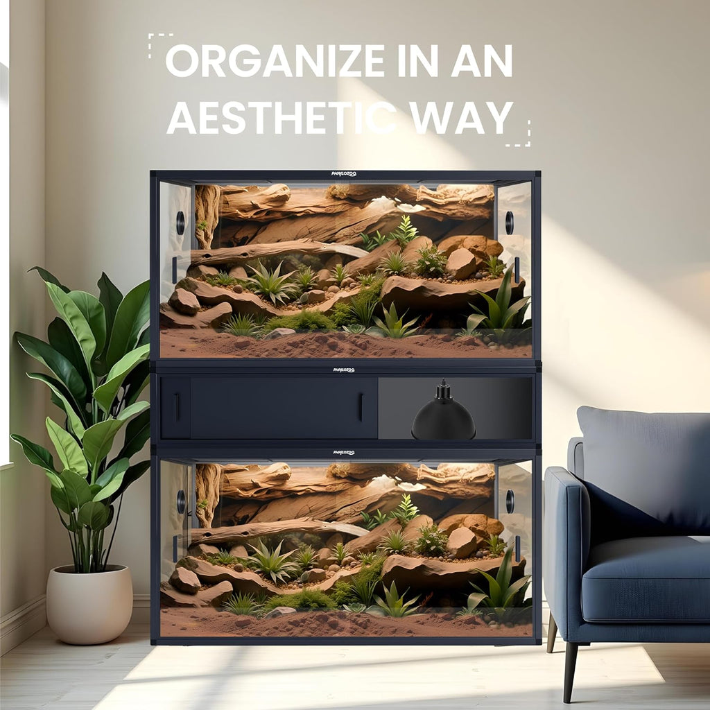 Phailozoo 48' Reptile Terrarium Spacer Cabinet, Stand for 85/120 Gallon Enclosures, Black, PVC/Aluminum/Plastic, Reptile Stand, Cabinet, Snake Terrarium