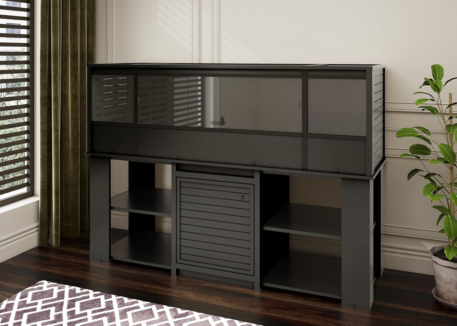 New Age Pet® ECOFLEX® 72' Jumbo Versa Stand, Standard Height Cabinet for Reptile & Small Animal Habitat, Lounge in Black