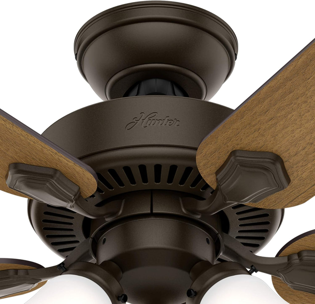Hunter Fan 52 inch Indoor Traditional New Bronze Ceiling Fan with Light Kit (Renewed)