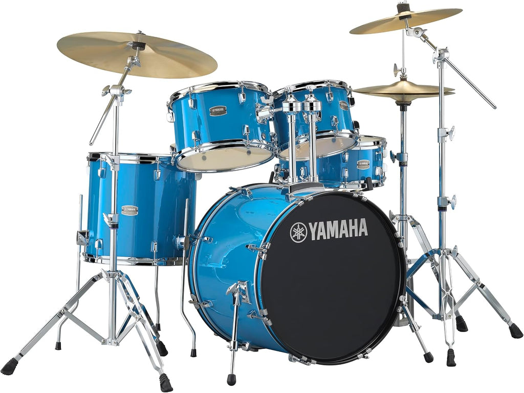 Yamaha Rydeen 5-Piece Drum Set With 20' Bass Drum, Floor Tom, 2 Toms With Ball Clamp And Wood Snare Drum, Sky Blue