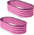 Plant & Plot Galvanized Raised Garden Beds Outdoor // 4×2×1 ft (2-Pack) Planter Raised Beds for Gardening, Vegetables, Flowers (Pink) // Large Metal Garden Box