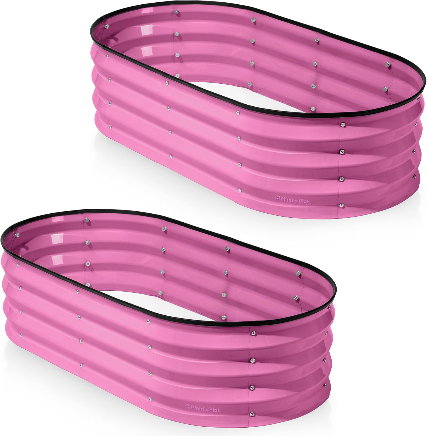 Plant & Plot Galvanized Raised Garden Beds Outdoor // 4×2×1 ft (2-Pack) Planter Raised Beds for Gardening, Vegetables, Flowers (Pink) // Large Metal Garden Box