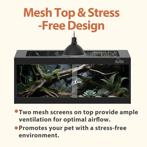 20 Gallon PVC Reptile Enclosure, RepWild 30'x12'x12' Terrarium/Tank with Heavy-Duty Screen Top, Glass Sliding Doors & Lock for Bearded Dragons, Ball Python, Geckos, Lizards