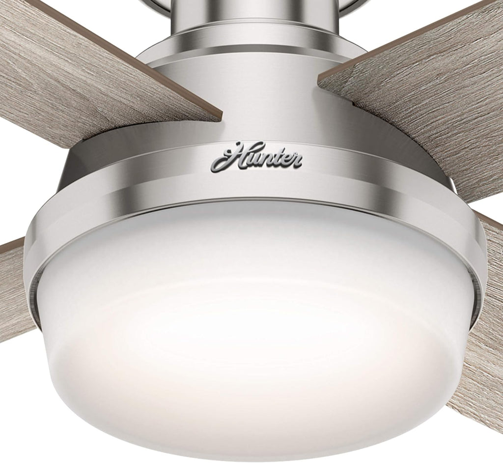 Hunter Fan 52 inch Indoor Ceiling Fan with LED Light, Brushed Nickel Ceiling Fan with Remote for Bedroom, Office or Living Room, 4 Blades (Renewed)