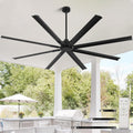 YYEHON 96 Inch Large Industrial Ceiling Fan no Lights, Reversible DC Motor, 3 Downrods, 6 Speed Remote Control, 8 Aluminum Blades, Outdoor Black Fans for Shop/Gym/Warehouse/Garage