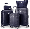 Hoteel Luggage Sets 5 Piece ABS+PC Hardside, 4-Year Warranty, Luggage Set with Dual-Spinner Wheels, TSA Lock, Lightweight Carry on Luggage, 20'/24'/28' Suitcase with Duffel & Organizer, Dark Blue