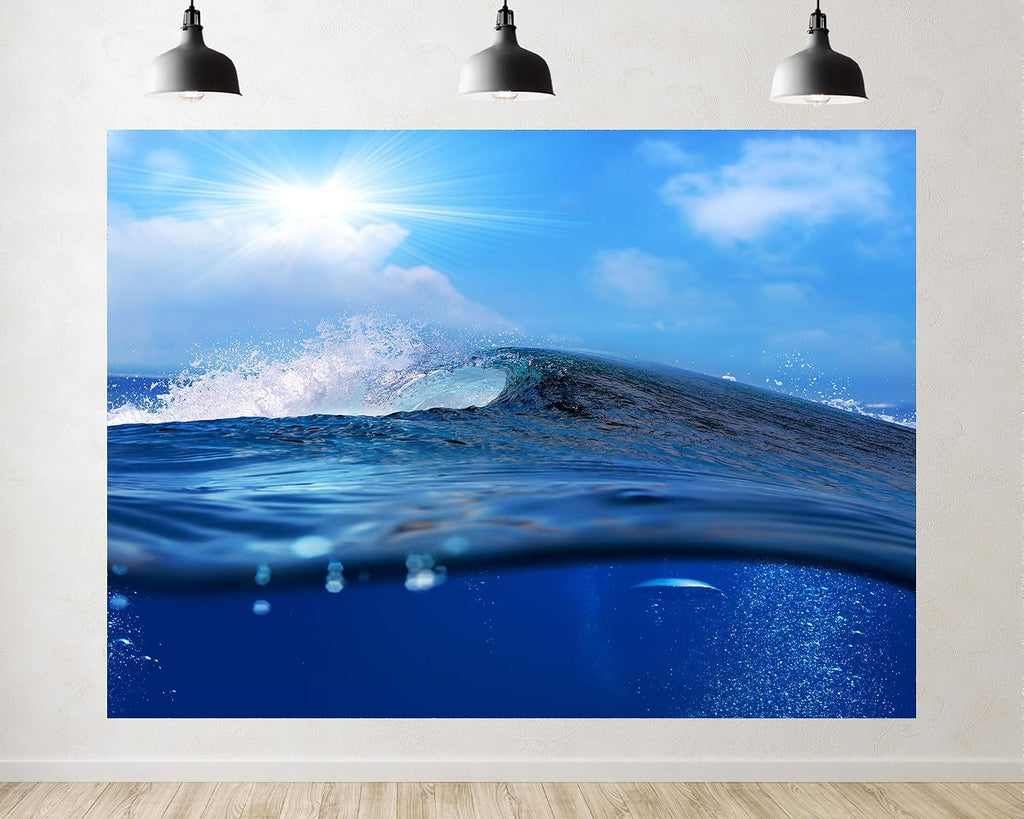 Trykid 20x10ft Bright Blue Ocean Wave Backdrop Sunlit Sparkling Clear Photography Background Summer Seaside Tapestry Party Decoration Photo Studio Prop Fabric