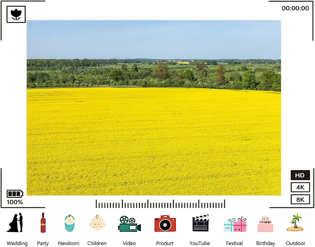 Trykid 20x10ft Golden Rapeseed Field Backdrop Expansive Blooms Lush Green Trees Clear Blue Sky Rural Serenity Photography Background Spring Tapestry Party Decoration Photo Studio Prop Fabric